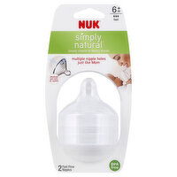 NUK Simply Natural Nipples, Fast Flow, 6+ Months, 2 Each