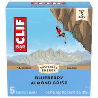 CLIF BAR - Blueberry Almond Crisp - Made with Organic Oats - Energy Bars - Non-GMO - Plant Based Protein Bars (5 Pack), 12 Ounce