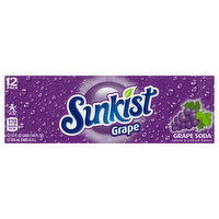 Sunkist Soda, Grape, 12 Pack, 12 Each