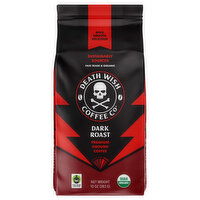 Death Wish Coffee Co Premium Ground Dark Roast Coffee, 10 Ounce