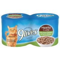 9Lives Cat Food, with Real Chicken & Fish in Gravy, Hearty Cuts, 4 Each