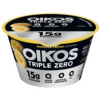 Oikos Triple Zero Yogurt, Banana Creme Flavored, Nonfat, 5.3 Ounce