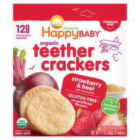 HappyBaby Organics Teeth Crackers, Organic, Strawberry & Beet, 12 Each