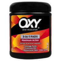 Oxy Acne Medication, Maximum Action, 3-in-1 Pads, 90 Each