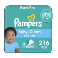 Pampers Baby Fresh Baby Clean Wipes Baby Fresh Scented 3X Pop-Top Packs, 216 Each