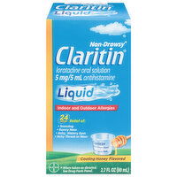 Claritin Indoor and Outdoor Allergies, Cooling Honey Flavored, Liquid, Non-Drowsy, 2.7 Fluid ounce