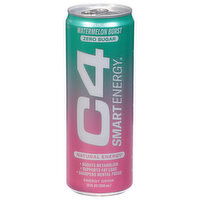 C4 Smart Energy Energy Drink, Sparkling, Zero Sugar, Watermelon Burst, 12 Fluid ounce