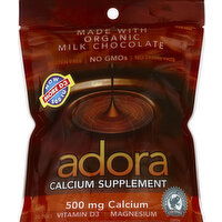 Adora Calcium, 500 mg, Disks, Milk Chocolate, 30 Each