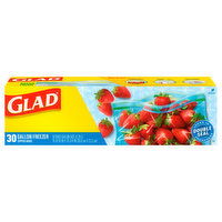 Glad Zipper Bags, Freezer, Gallon, 30 Each