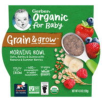 Gerber Organic for Baby Morning Bowl, Grain & Grow, Crawler (10+ Months), 4.5 Ounce