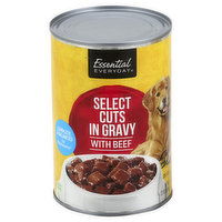 Essential Everyday Dog Food, Select Cuts in Gravy, with Beef, 22 Ounce