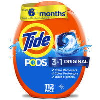 Tide Fabric care PODS laundry detergent pacs, Original Scent, 112 Each