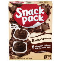 Snack Pack Family Pack Milk Chocolate and Chocolate Fudge/Milk Chocolate Swirl Pudding Cups, 3.25 Ounce