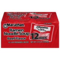 Maruchan Beef Flavor Ramen Noodle Soup, 12 Each