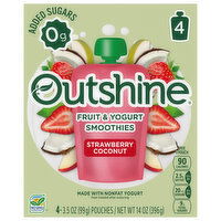 Outshine Smoothies, Fruit & Yogurt, Strawberry Coconut, 4 Each