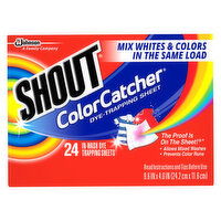 Shout Color Catcher Dye Trapping Sheets, In-Wash, 24 Each