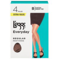 L'eggs Everyday Pantyhose, Regular, Suntan, B, Extra Value, 4 Each