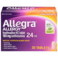 Allegra Allergy, 24 Hr, Non-Drowsy, 180 mg, Tablets, 30 Each