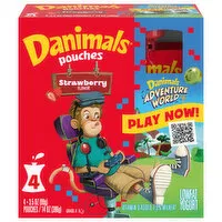 Danimals Yogurt, Strawberry Flavor, 1.5% Milkfat, Lowfat, 4 Each