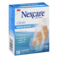 Nexcare Bandages, Clear, Waterproof, Assorted, 50 Each