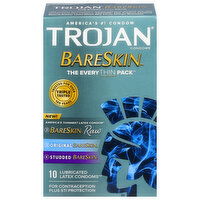 Trojan BareSkin Latex Condoms, Lubricated, 10 Each