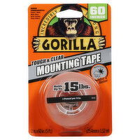 Gorilla Mounting Tape, Tough & Clear, 60 Inch, 1 Each