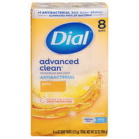 Dial Advanced Clean Bar Soap, Deodorant, Antibacterial, Gold, 8 Each