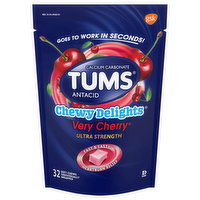 Tums Chewy Delights Antacid, Ultra Strength, Soft Chews, Very Cherry, 32 Each