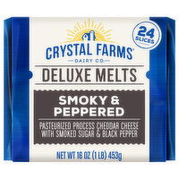 Crystal Farms Cheese, Smoky & Peppered, Deluxe Melts, 24 Each