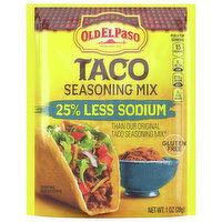 Old El Paso Seasoning Mix, Taco, 25% Less Sodium, 1 Ounce