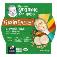 Gerber Organic for Baby Morning Bowl, Grain & Grow, Crawler (10+ Months), 4.5 Ounce