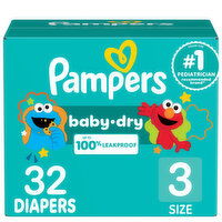 Pampers Baby Dry Pampers Baby Dry Diapers, Size 3, 16-28 lbs, 32 Count, Absorbent Disposable Diapers, 32 Each