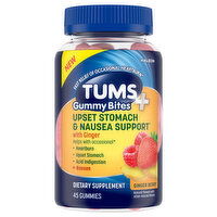 Tums Gummy Bites, Upset Stomach & Nausea Support, Ginger Berry, 45 Each