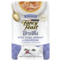 Fancy Feast Broth Classic with Tuna, Shrimp & Whitefish Cat Food, 1.4 Ounce