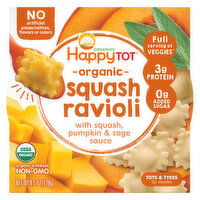 HappyTot Organics Squash Ravioli, Organic, Tots & Tykes (12+ Months), 4.5 Ounce