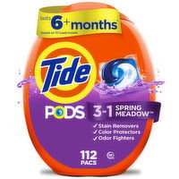 Tide Fabric care PODS laundry detergent pacs, Spring Meadow Scent, 112 Each