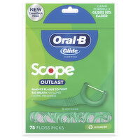 Oral-B Glide Glide Dental Floss Picks with Scope Outlast, Mint, 75 Each