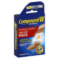 CompoundW Wart Remover, Maximum Strength, One Step Pads, 14 Each