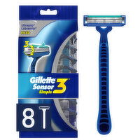 Gillette Sensor3 Simple Men's Disposable Razors, 8 Each