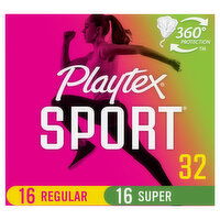 Playtex Sport Tampons, Regular/Super, 32 Each