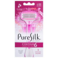 Pure Silk Contour 3 Razors, Disposable, 3 Each