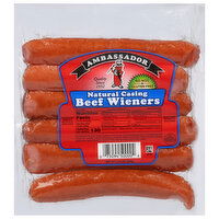 Ambassador Hot Dogs Natural Casing Beef Wieners, 9.75 Ounce