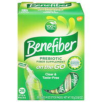 Benefiber Prebiotic Fiber Supplement, On the Go, Stick Packs, 28 Each