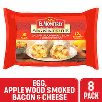 El Monterey Signature Burritos, Egg, Applewood Smoked Bacon & Cheese, 8 Each