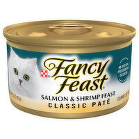 Fancy Feast Cat Food, Gourmet, Salmon & Shrimp Feast, Classic Pate, 3 Ounce