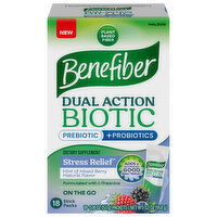 Benefiber Dual Action Biotic, Stick Packs, Hint of Mixed Berry Natural Flavor, 18 Each