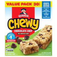 Quaker Granola Bars, Chocolate Chip, Chewy, 30 Pack, Value Pack, 30 Each