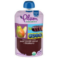 Plum Organics Stage 2 Organic Baby Food Pear, Purple Carrot + Blueberry 4oz Pouch, 4 Ounce