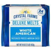 Crystal Farms Cheese, American, White American, Deluxe Melts, 24 Each