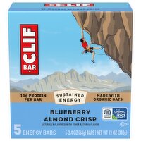CLIF BAR - Blueberry Almond Crisp - Made with Organic Oats - Energy Bars - Non-GMO - Plant Based Protein Bars (5 Pack), 12 Ounce